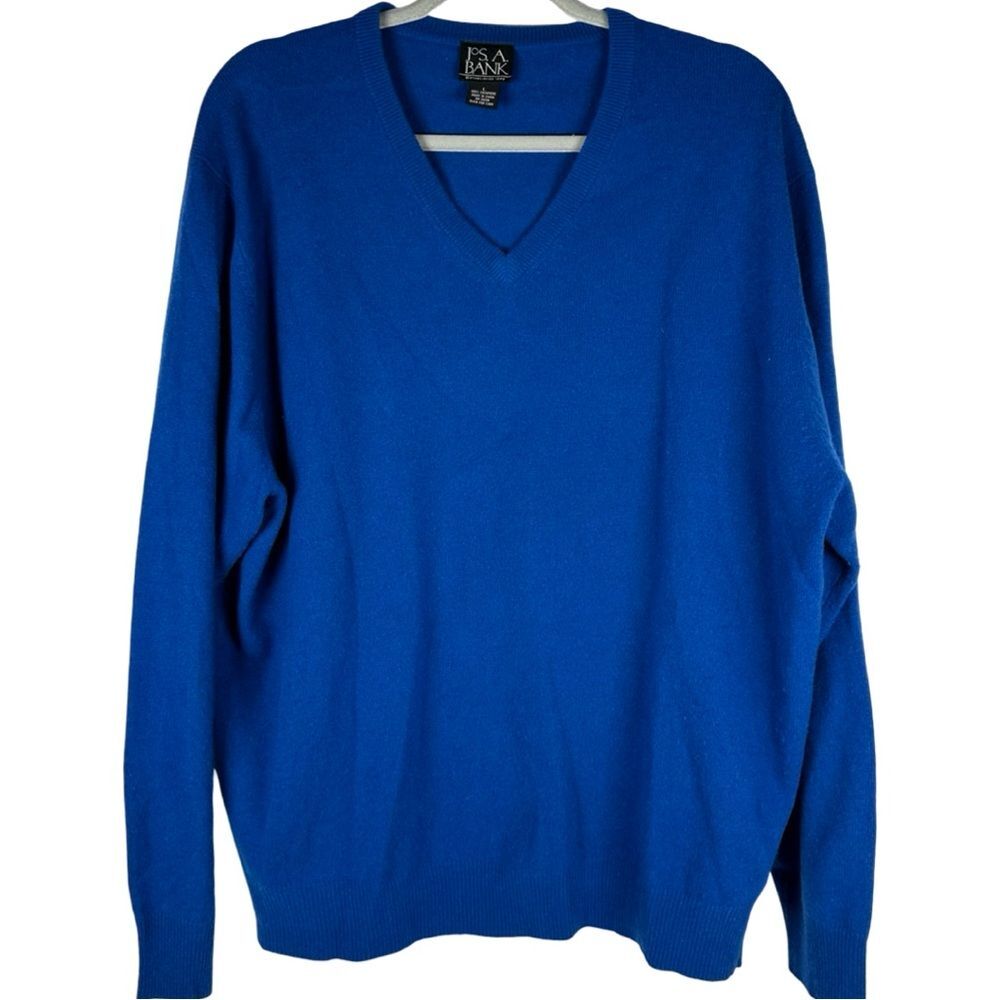 Jos. A. Bank 100% Cashmere Blue V-Neck Long Sleeve Sweater Men’s Size Large